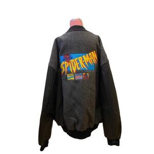 Vintage Sichel Spiderman Leather Bomber Jacket Marvel Comics NYCC SDCC L…